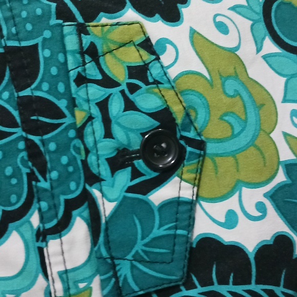 Ann Taylor floral print flat front shorts - 4 - blues & greens - Picture 4 of 5